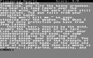 Plundered Hearts screenshot 2 for Commodore 64